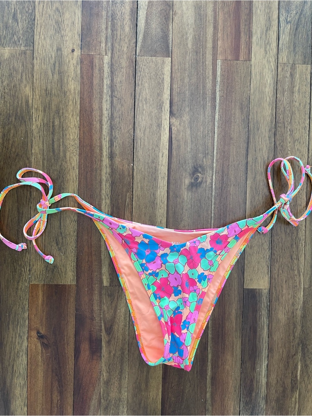 Frankie’s Bikinis neon flower bikini bottom medium